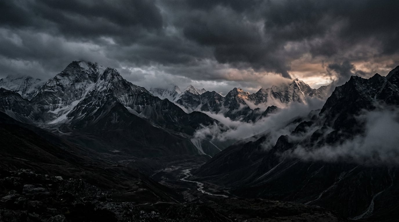 Himalaya-Gebirge bei Sonnenuntergang